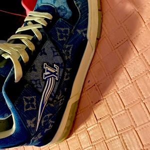 White and blue Louis Vuitton sneakers